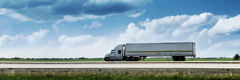 Transport truck shipping freight on road